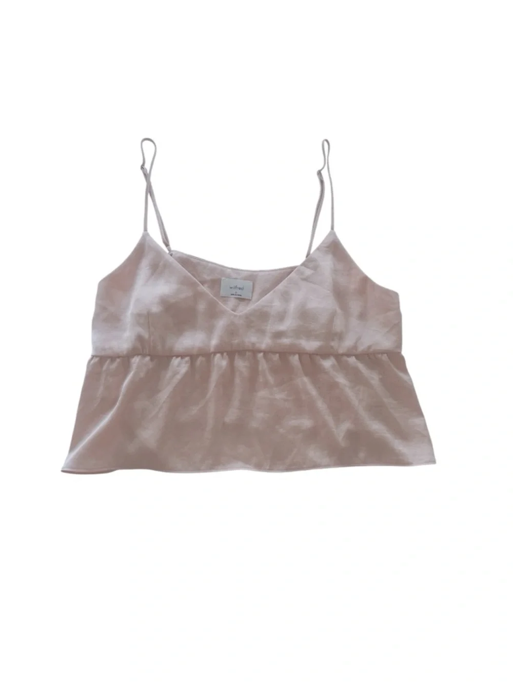 Aritzia Pale Pink Satin Lover Camisole Babydoll Tank Top in size Small - Picture 2 of 4